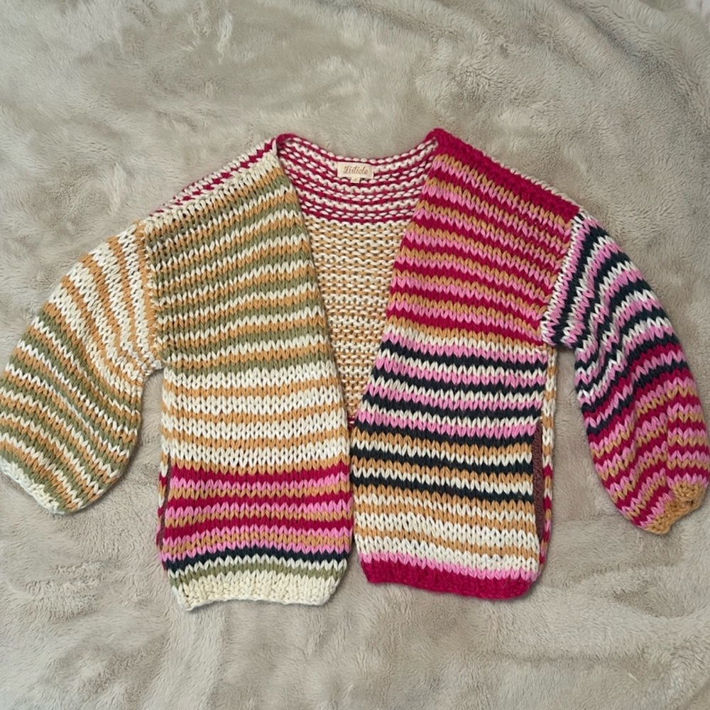 Striped knitted cartigan